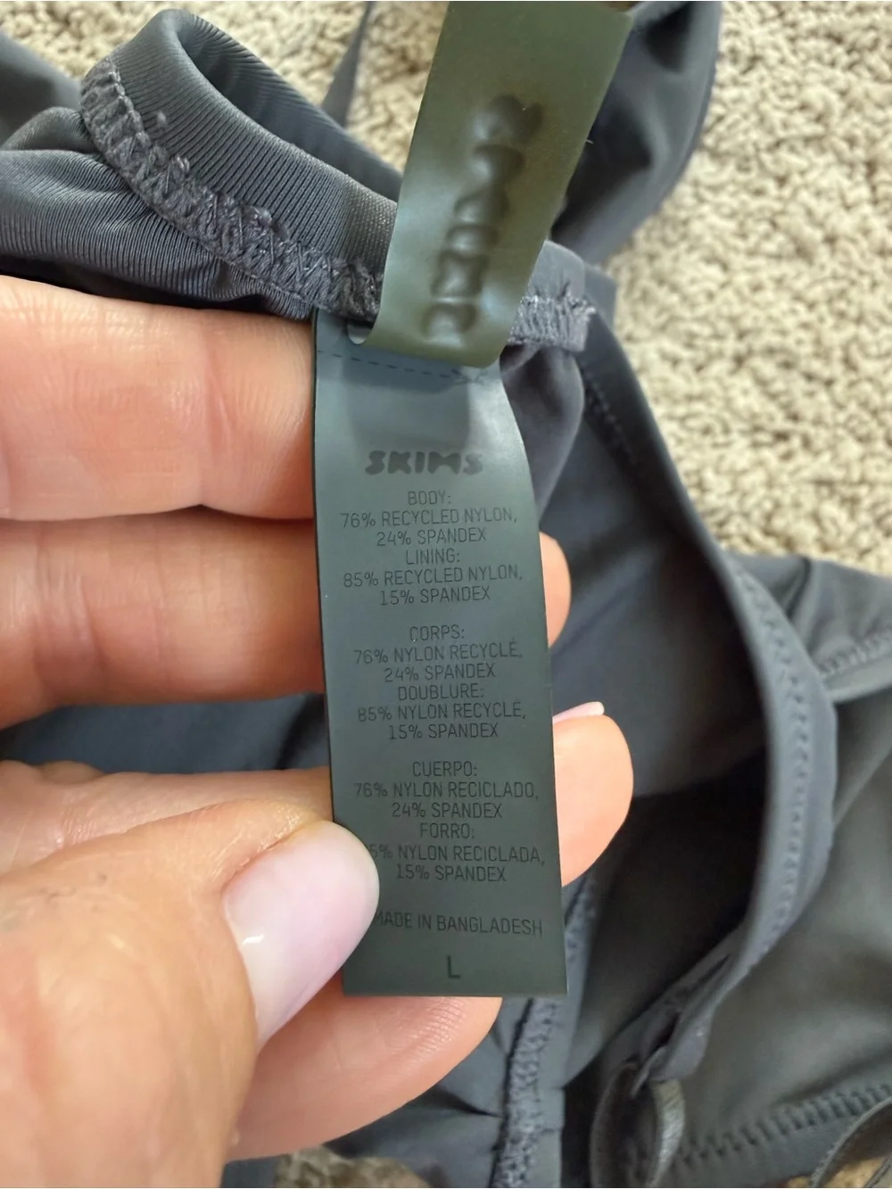 Skims Signature Swim Scoop Neck One-Piece Swimsuit in Gunmetal Women’s L